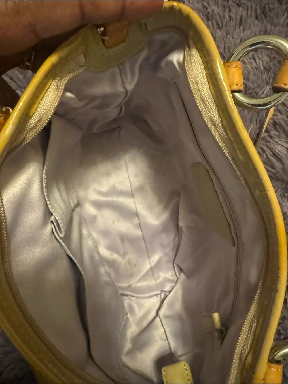 Coach Yellow Patent Leather Convertible Satchel 14729 Project bag, some staining